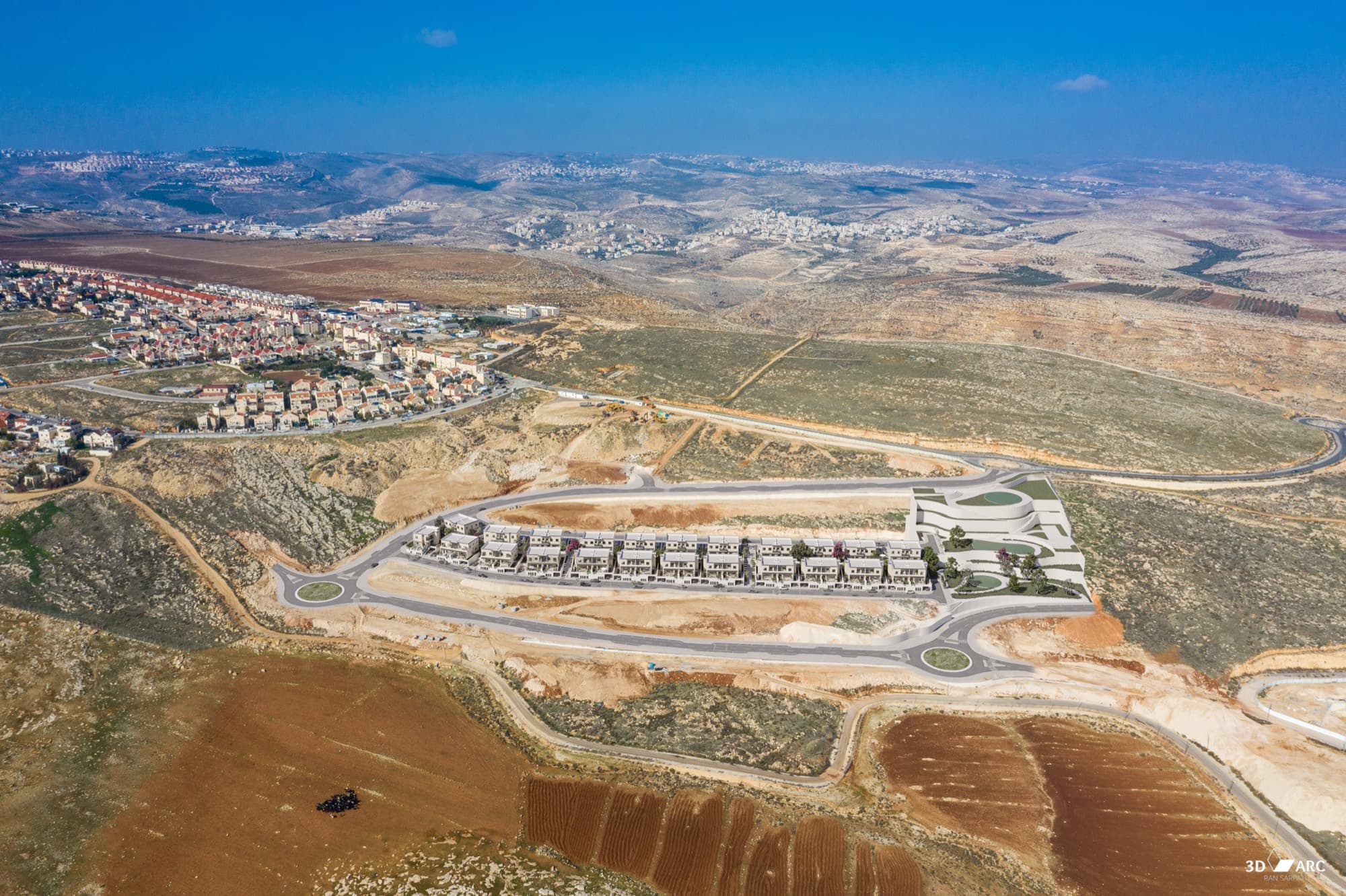 Aerial view of Adam and the new neighborhoods